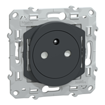 Prise avec terre affleurante avec griffes Ovalis anthracite - SCHNEIDER ELECTRIC