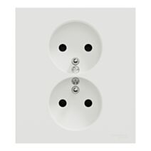 Double prise de courant 2P+T blanc craie avec plaque - SCHNEIDER ELECTRIC