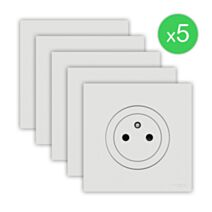 Lot de 5 prises de courant 2P+T affleurantes blanc - SCHNEIDER ELECTRIC