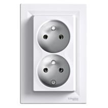 Double prise avec terre Asfora blanc - SCHNEIDER ELECTRIC