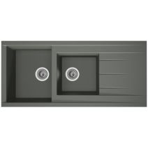 Evier à encastrer 2 cuves 110 cm gris acier Cube