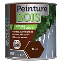Peinture bois satin 0.5 l brun