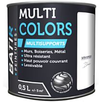 Peinture multi colors satin soyeux 0.5 l blanc 