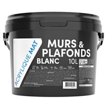Peinture TDP acrylique murs et plafonds blanc mat 10 L - RECA