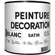 Peinture TDP acrylique décoration intérieur blanc satin 0,5 L - RECA