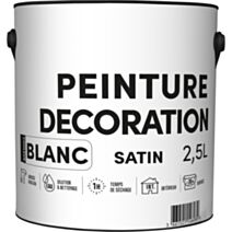 Peinture TDP acrylique décoration intérieur blanc satin 2,5 L - RECA