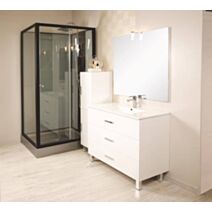 Meuble à Poser Montecarlo L90cm Blanc Laqué Brillant Livré Monté