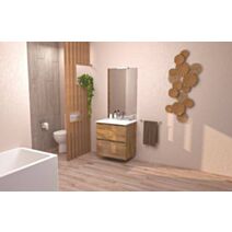 Meuble Salle de Bain Belis à Suspendre Miroir Affleurant 80cm Bois