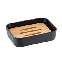 Porte savon caoutchouc + thermoplastique et bambou noir