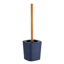 Brosse WC caoutchouc + thermoplastique et tige bambou bleu marine