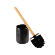 Brosse WC polyrésine noir mat/bambou - TENDANCE