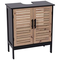 Meuble sous lavabo Bergen MDF 2 portes 60x60cm Noir/Bois - TENDANCE