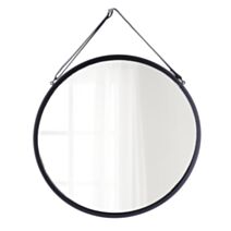 Miroir à suspendre métal Ø38 cm noir - TENDANCE