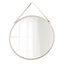 Miroir à suspendre métal Ø38 cm beige - TENDANCE