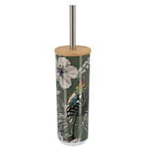 Brosse WC avec couvercle bambou jungle fever kaki - TENDANCE