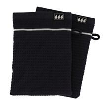 2 gants de toilette 15 x 21 cm 100% coton Japandi noir - TENDANCE