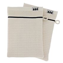 2 gants de toilette 15 x 21 cm 100% coton Japandi beige - TENDANCE