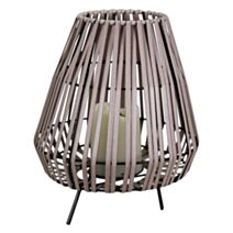 Lampe de table solaire effet rotin led blanc