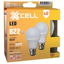 Ampoule LED A60 Milky B22 8W 2700K 806lm x2 - XXCELL