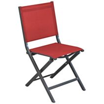 Chaise de jardin pliante alu + toile Thema gris/rouge - PROLOISIRS