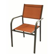 Fauteuil de jardin aluminium et toile Duca café/paprika - PROLOISIRS