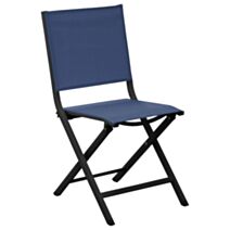 Chaise de jardin pliante alu + toile Thema graphite/bleu - PROLOISIRS