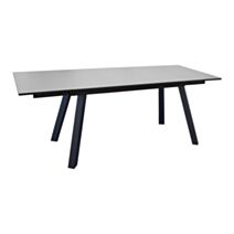 Agra table 150/250 alu/verre  graphite/perle