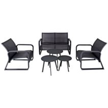 Salon bas Quenza Canapé + 2 Fauteuils + 3 Tables ⌀45, 40 et 50cm