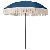Parasol de plage Solea Ø1,8M avec franges bleu canard - OZALIDE