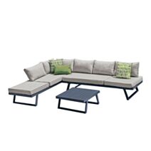 Salon de jardin modulable Oakland aluminium beige 6 places - OZALIDE