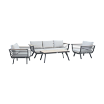 Salon bas Carmel gris alu/HPL 205x75x61cm - OZALIDE