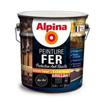 Peinture fer 2,5L noir mat ALPINA