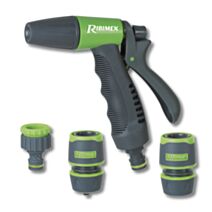 Kit pistolet arrosage bi-matière 15mm avec 2 raccords et nez robinet - RIBIMEX