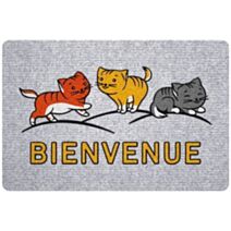 Tapis floqué grey'flock chats bienvenue 40x60cm