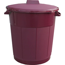 Poubelle + couvercle verrouillable prune 50L