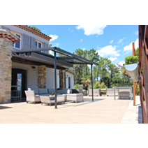 Pergola adossée Odessa grise aluminium et polycarbonate 3x3,6m - COULEURS DU MONDE