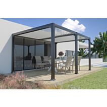 Pergola adossée bioclimatique 5 pieds Madison aluminium 3x4m - COULEURS DU MONDE
