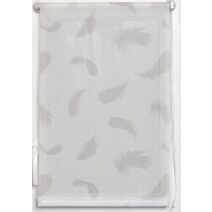 Store enrouleur tamisant imprimé plumes 60x180cm blanc