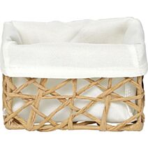 Panier en papier ficelle/tissu crème petit - TENDANCE