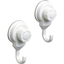 Set de 2 crochets sur ventouses 8,7x4,5cm blanc - TENDANCE