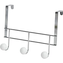 Patère métal 3 crochets résine blanche chrome/blanc - TENDANCE