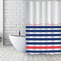 Rideau de douche Français Polyester Jeannot Bleu, Blanc/Rouge 180x200cm - MSV