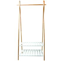 Portant à vêtement avec 2 étagères 65 x 45 x 160 cm bambou/blanc - MSV