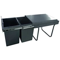 Poubelle Tri Sélectif 2x20L Gris pour meuble bas