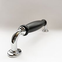 Poignée Arc Métal Chromé + Epoxy Noir 14cm 