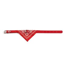 Collier bandana cuir synthétique 38 x 15 cm rouge - ZAMIBO