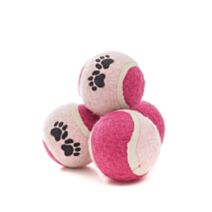 Filet de 4 mini balles de tennis Ø4 cm imprimé pattes - ZAMIBO