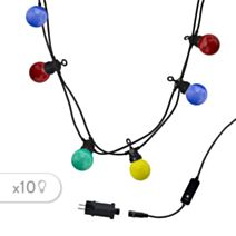 Guirlande lumineuse extérieure Party Guinguette 10 LED multicolore 6,5m 8 modes 1W