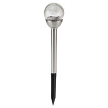 Balise solaire inox verre craquelé Ø12cm LED blanche + multicolore - GALIX