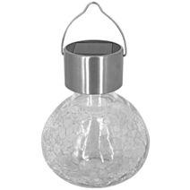 Lampion solaire inox verre craquelé à suspendre ou à poser - GALIX
